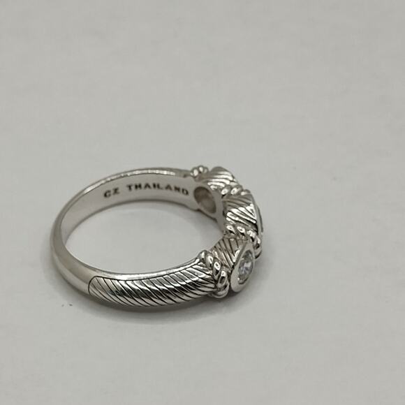 Judith Ripka Sterling Silver Three Stone CZ Ring sz 9 - Picture 6 of 8